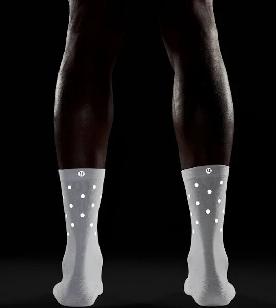 Lululemon Power Stride Crew Socks Dot Reflective Size L Men's 9.5-12 White