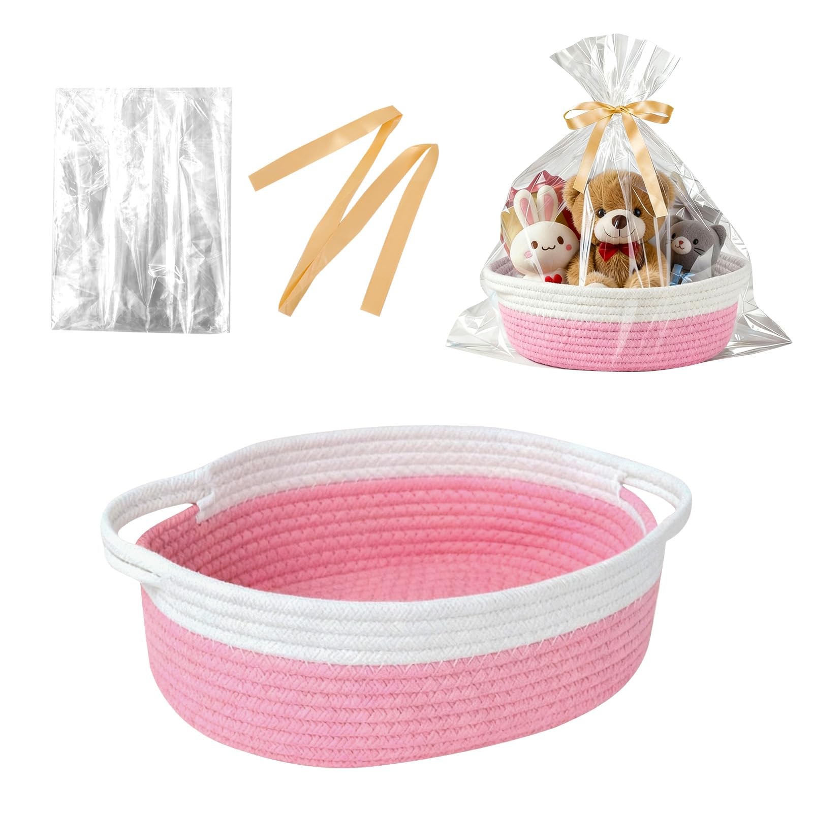 LWYMX Basket for Gifts Empty, Small Woven Basket with Bags and Ribbons, Baby ...