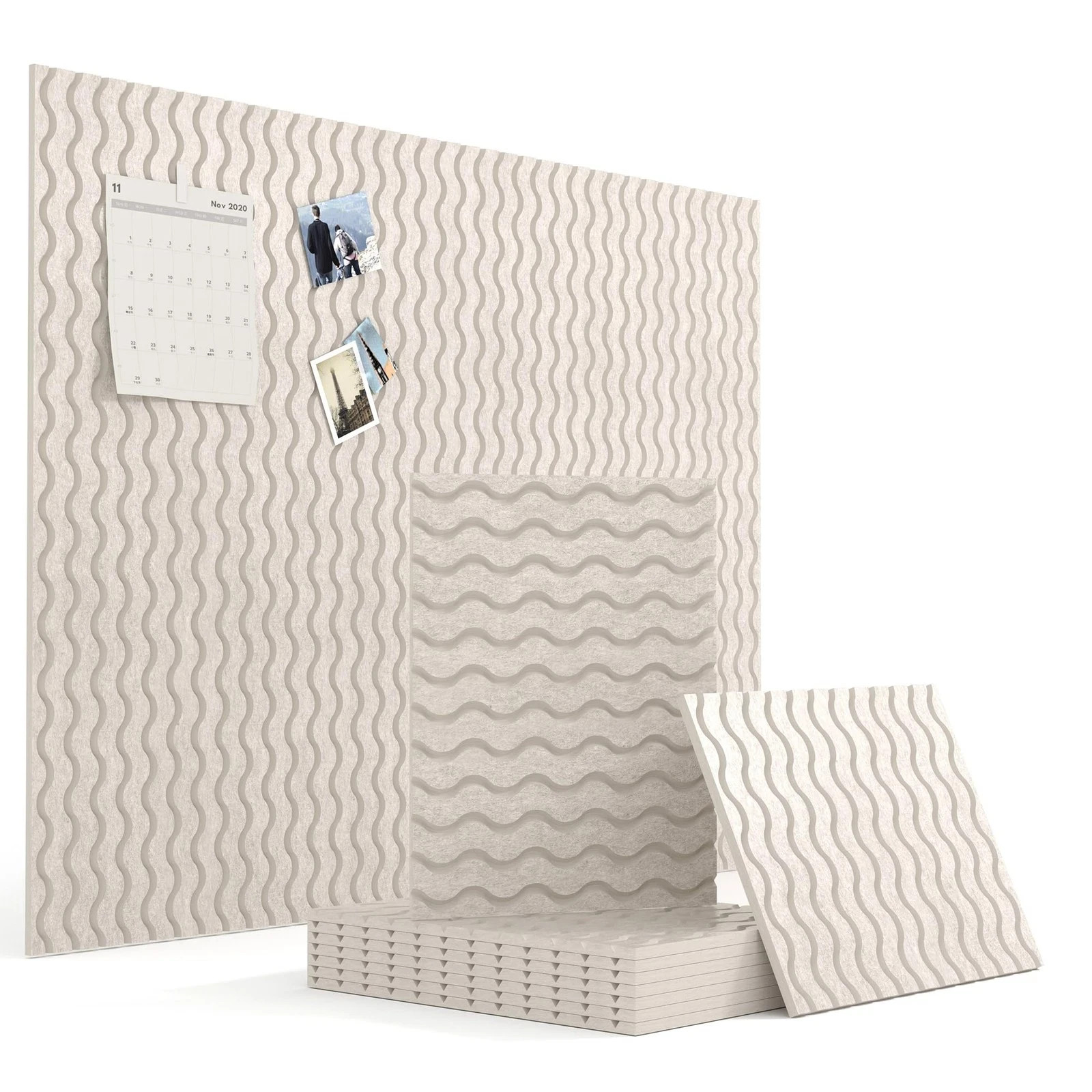 Large Bulletin Board 47.1" x 35.4" – Wave Pattern Felt Cork Board Alternative...