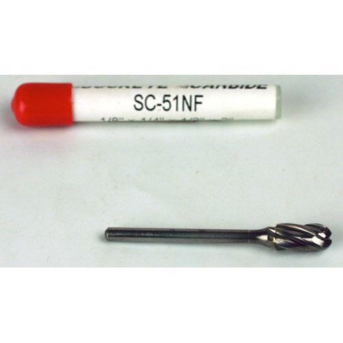 Carbide Burr (SC-51NF) Cylindrical Ball Nose - Aluminum Cut - 1/8 x 1/4 x 1/2 x