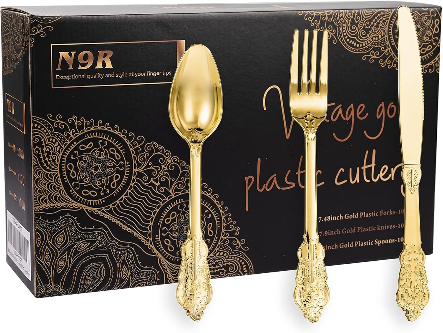 Gold Plastic Sierware Dinnerware Flatware- Heavyweight Plastic