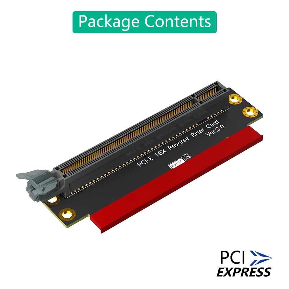 PCI-e 16X 3.0 Riser Card, 90 Degree Reverse M-F, 2U Server, Points to CPU