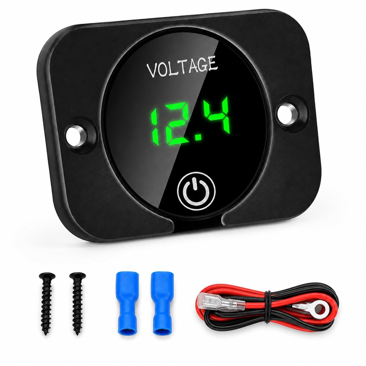 Linkstyle Battery Voltage Gauge, DC Volt Meter 12V 24V, LED Digital Green