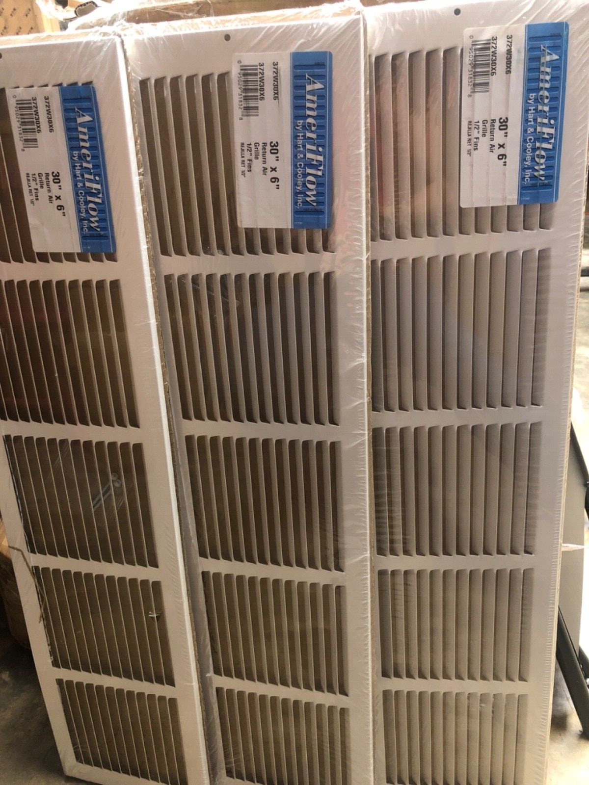 Lot of 3 - AmeriFlow Return Air Grille Steel White 30" x 6" 372W30X6