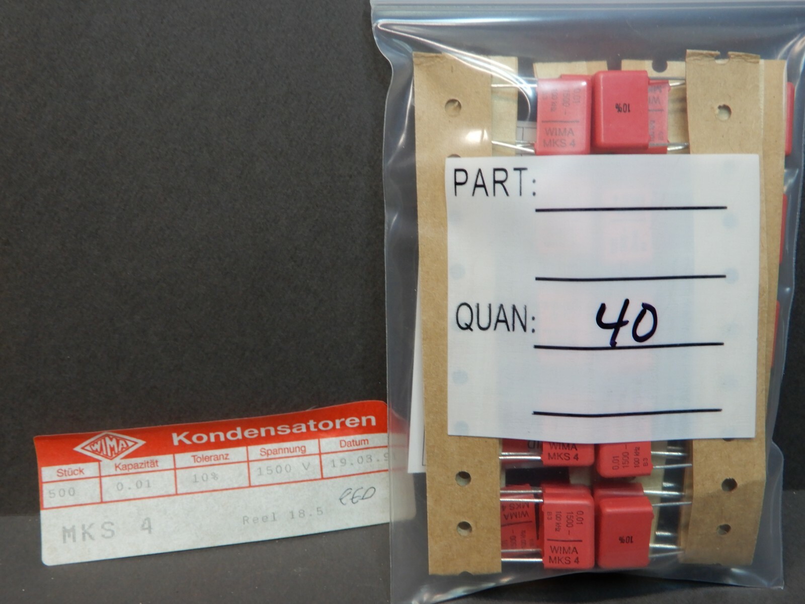 WIMA .01uf 1500V Metalized Polyester Capacitors MKS-4 Qty 40 NOS