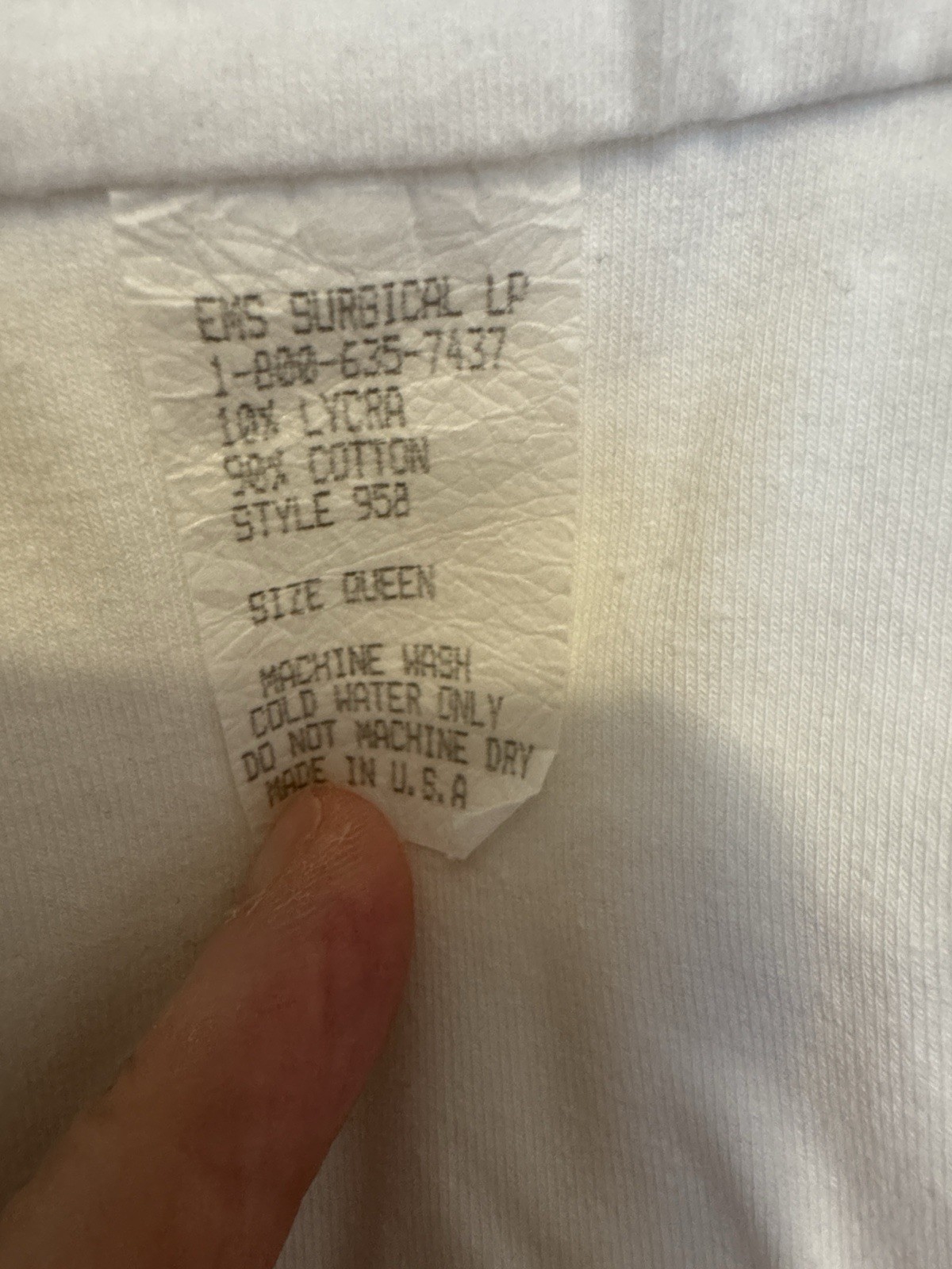 EMS Surgical LP White Compression Shirt Front Close Cotton Lycra Style 958