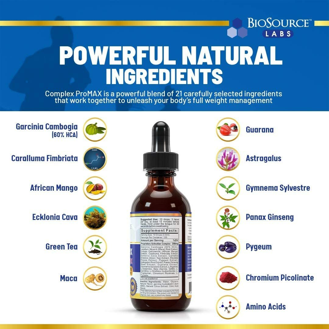 BioSource Labs Complex ProMAX Premium Diet Drops - 2 oz Bottle 3-Pack