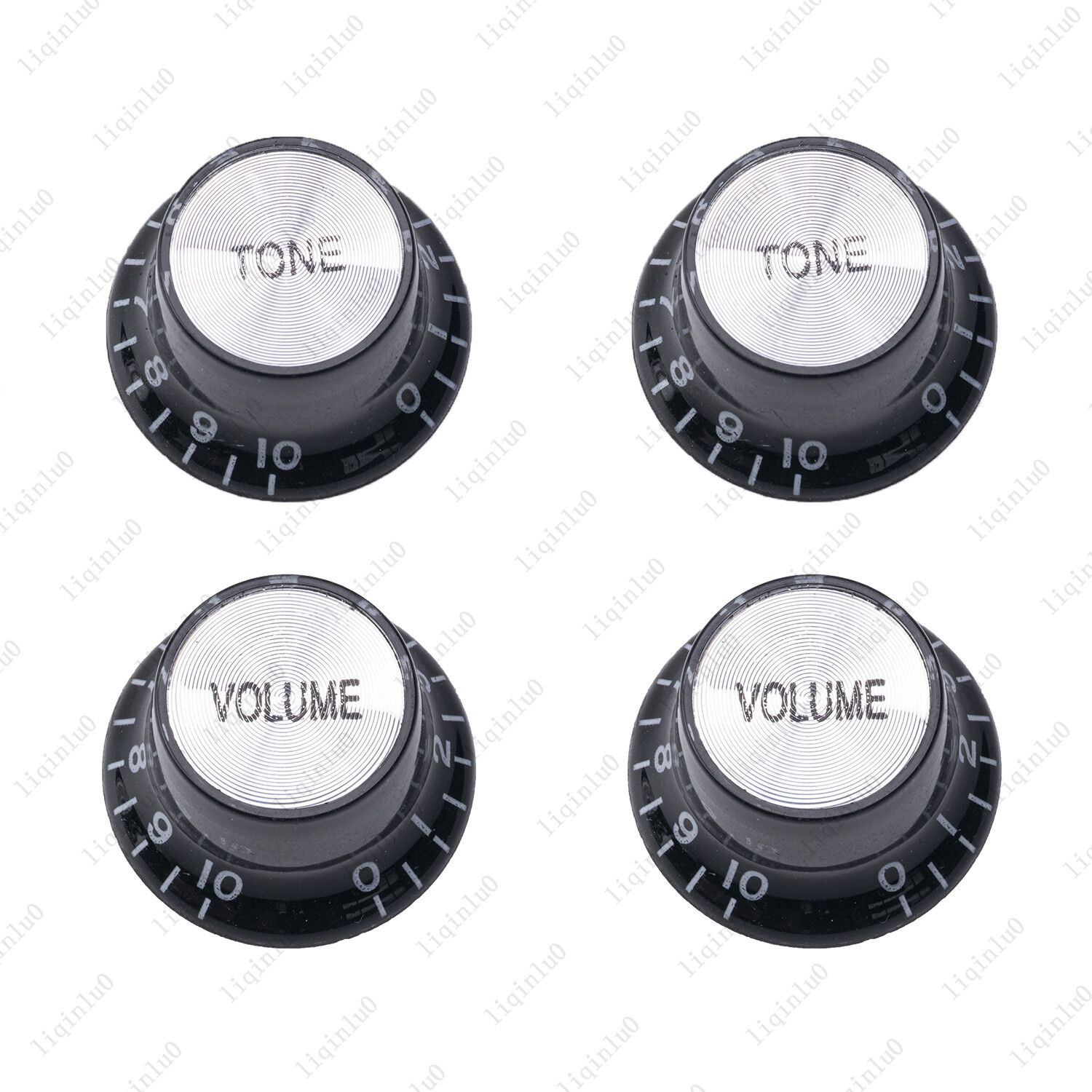 4 Pcs 60s Guitar Reflector Knobs Black/Silver Top Hat Knobs For LP Epiphone SG