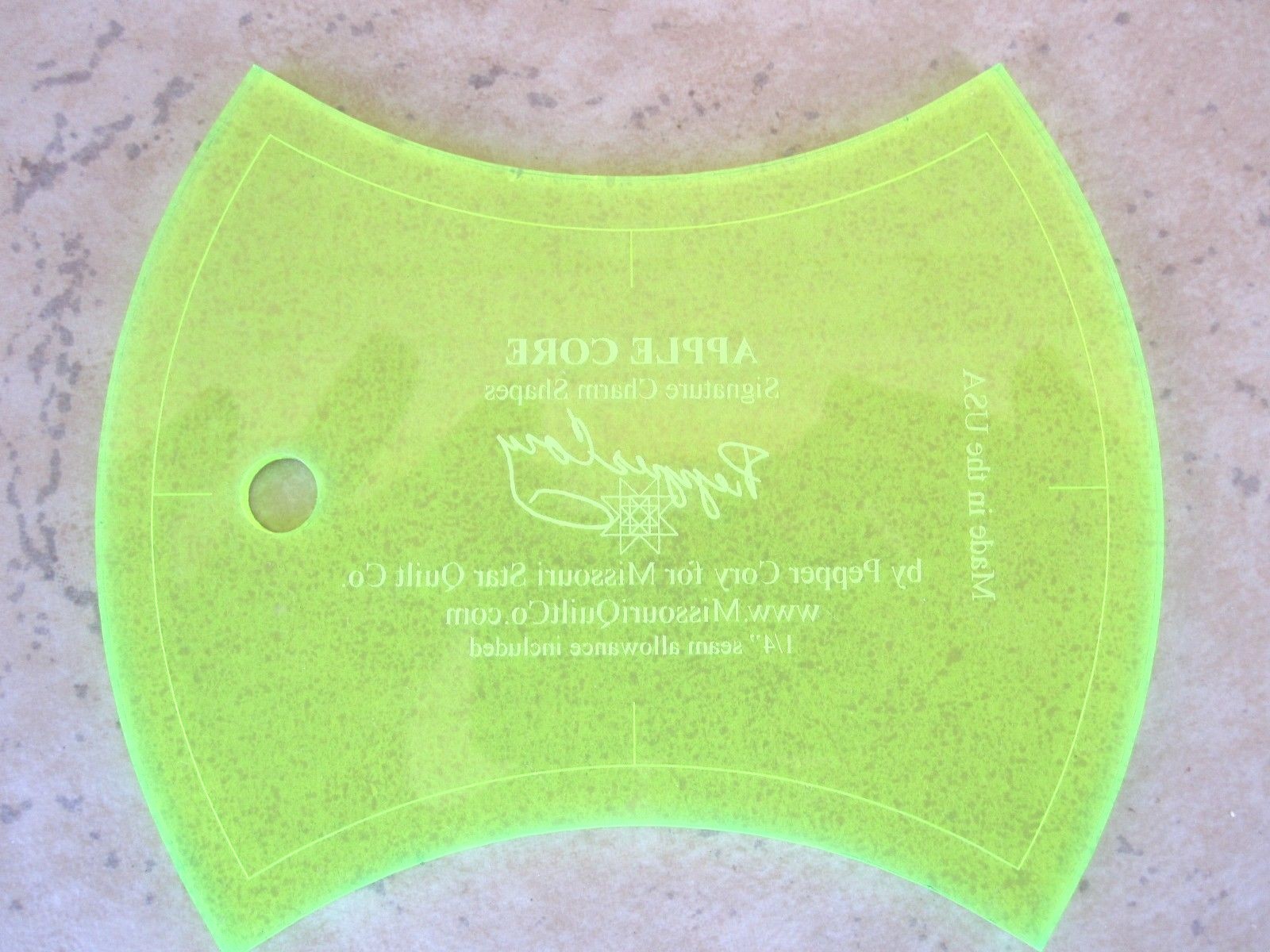 Small Apple Core 4 1/2" Template for 5" Charm Packs by Missouri Star Quilt Co.