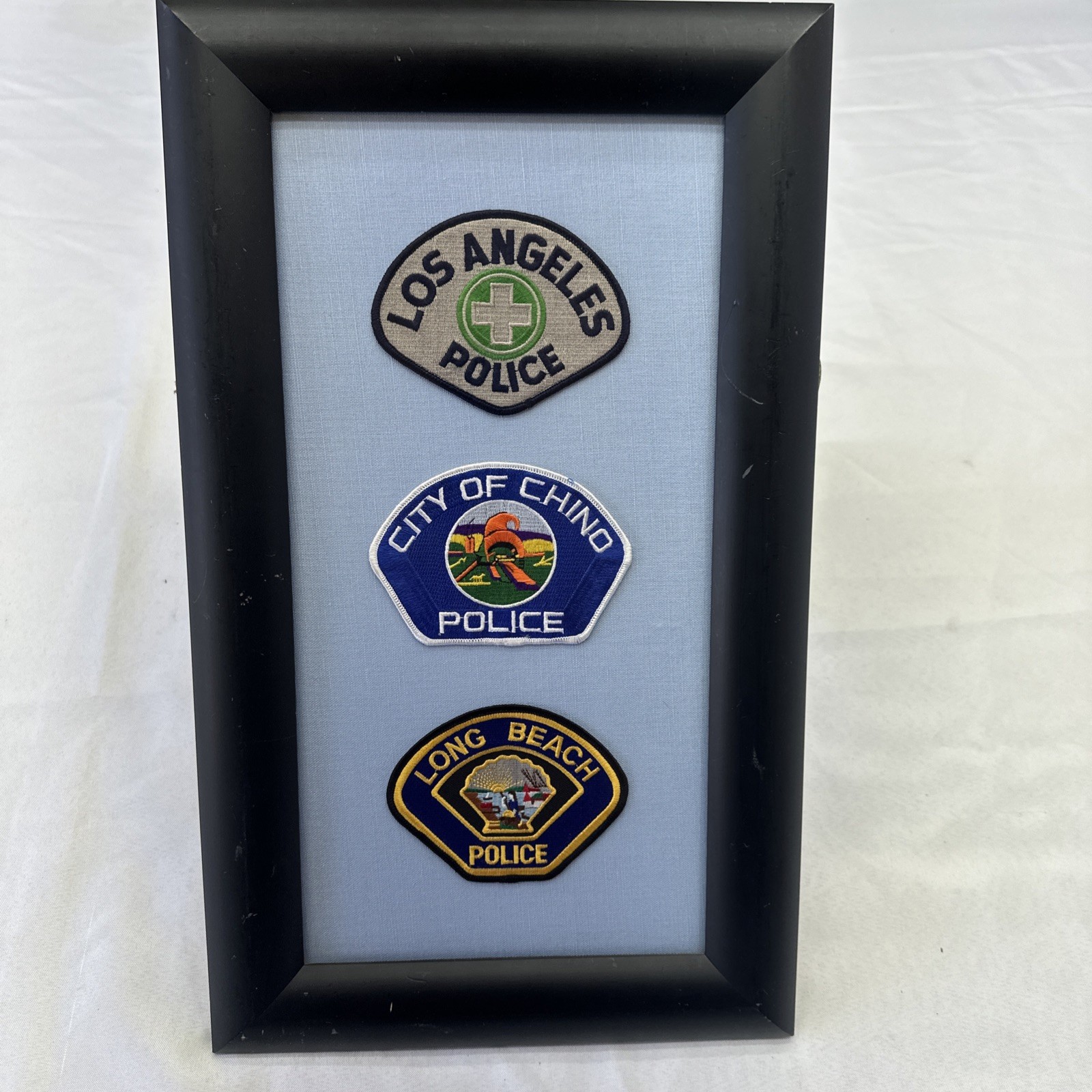 Vintage California Police Patches Framed Display 12x20