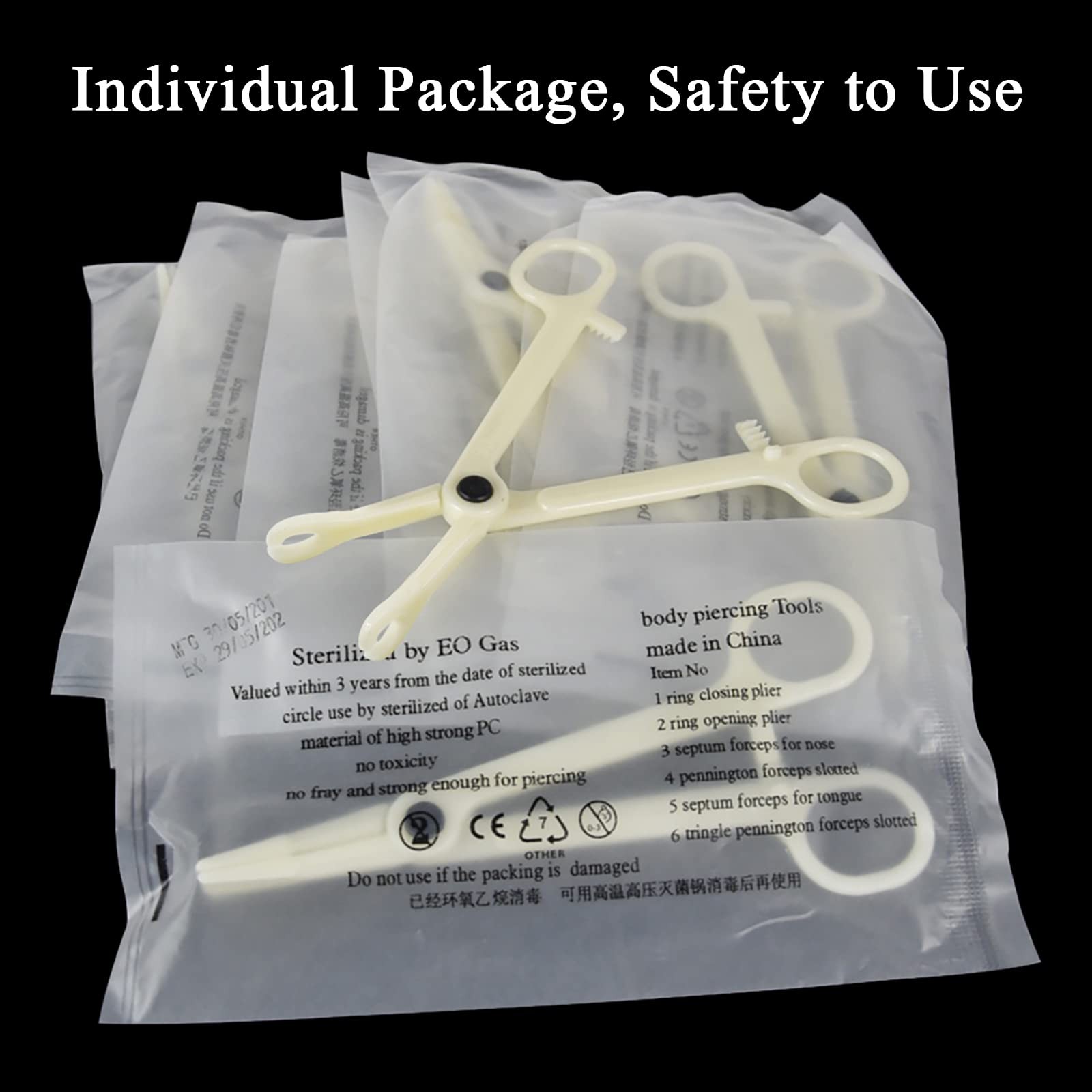Disposable Piercing Clamps - 25Pcs Piercing Forceps Rounded Slotted Septum Cl...