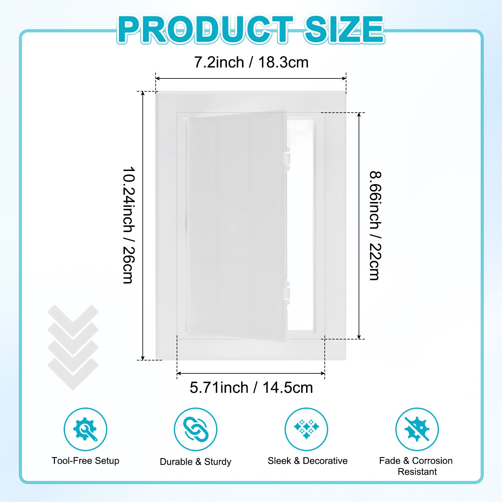 1-Pack Access Panel for Drywall, 5.7x9" Plastic Self Adhesive Cover [White]