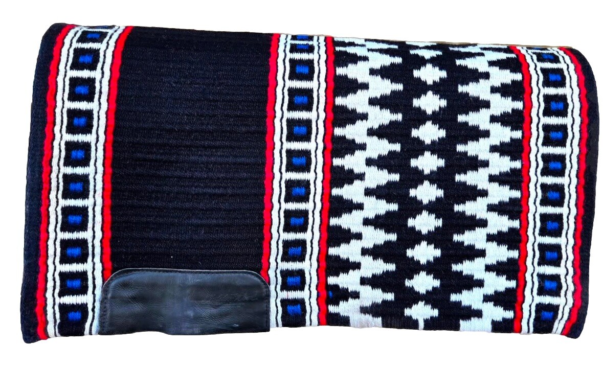 Royal Blue Real Red Black&White western Show wool saddle blanket Oversized 34*42