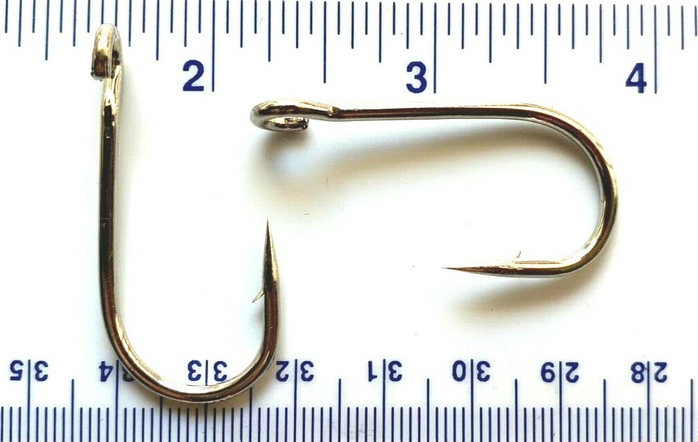 50 6X strength GT 9171 Nickel Plated Open Eye Siwash Fishing Hooks size 3/0