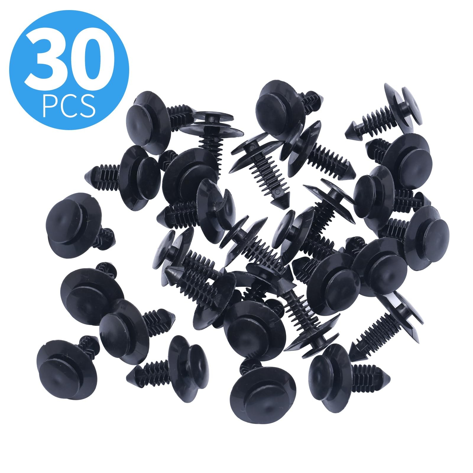 WHALETAIL 30PCS Door Trim Panel Retainers Rivet Fastener One Size, Black