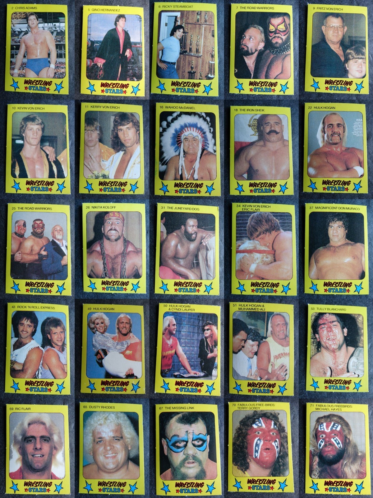 1986 Monty Gum Wrestling Stars Wrestling Cards Complete Your Set U Pick 1-100