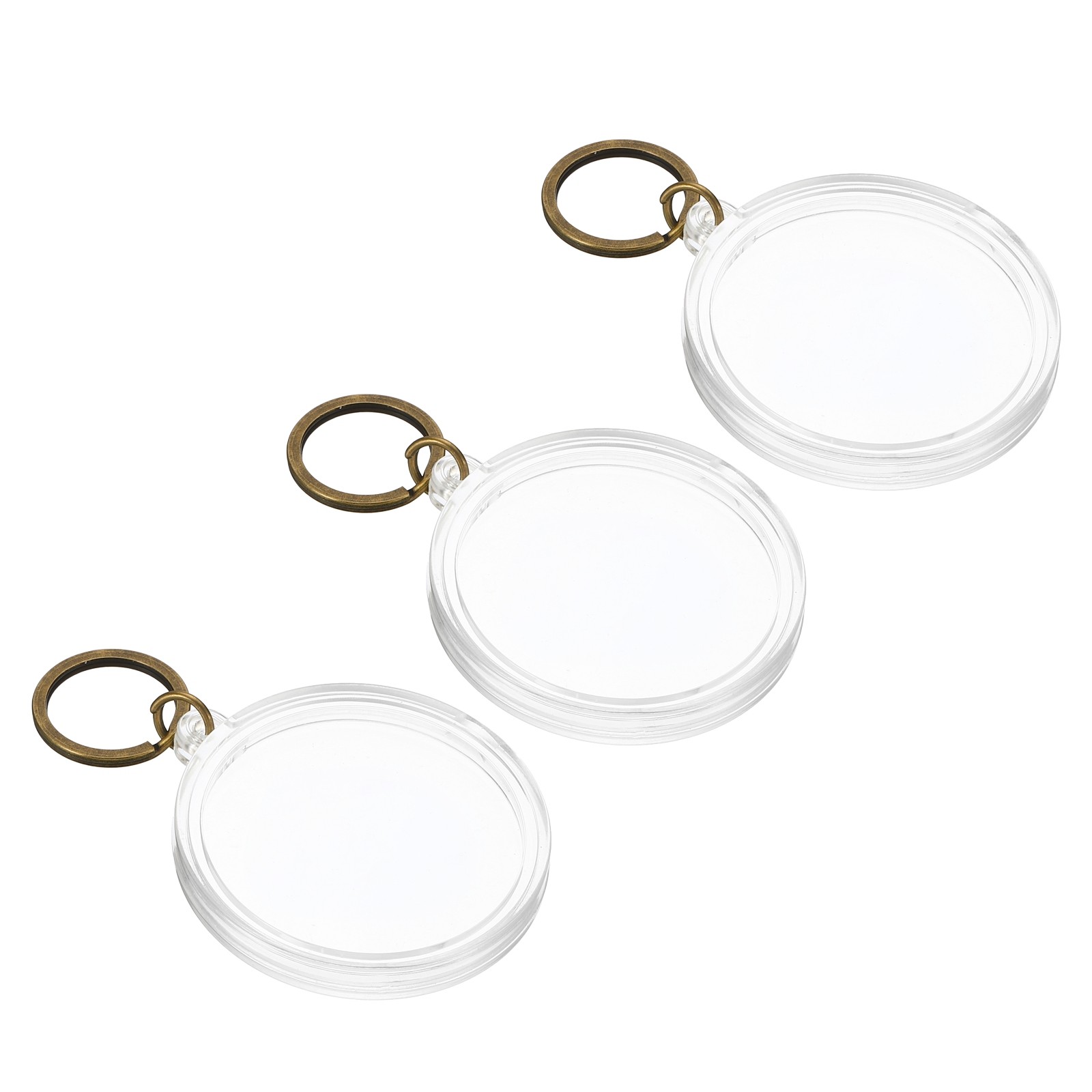 3 x Plastic Coin Holder Keychain Coin Case with Key Ring for Coins Bronze