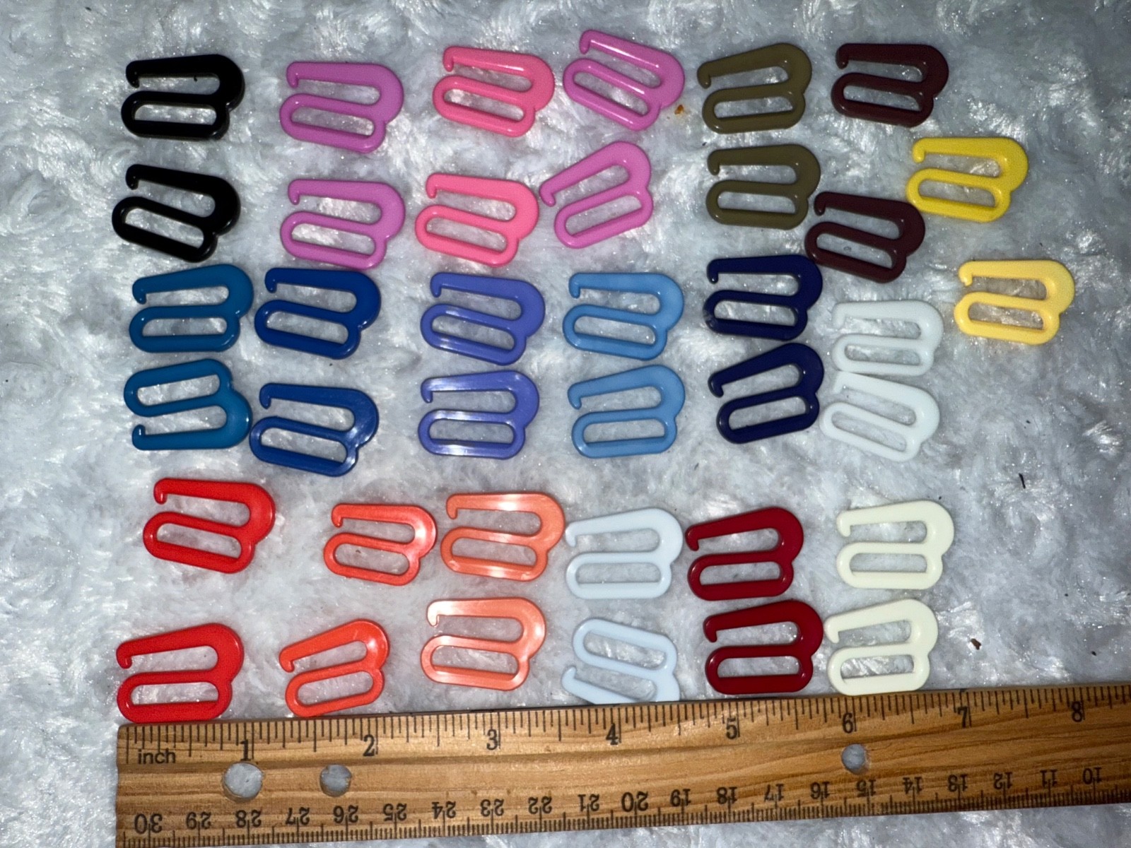 Lot 38 pink red brown cream plastic BATHING SUIT bra replacement hook hooks 3/4"