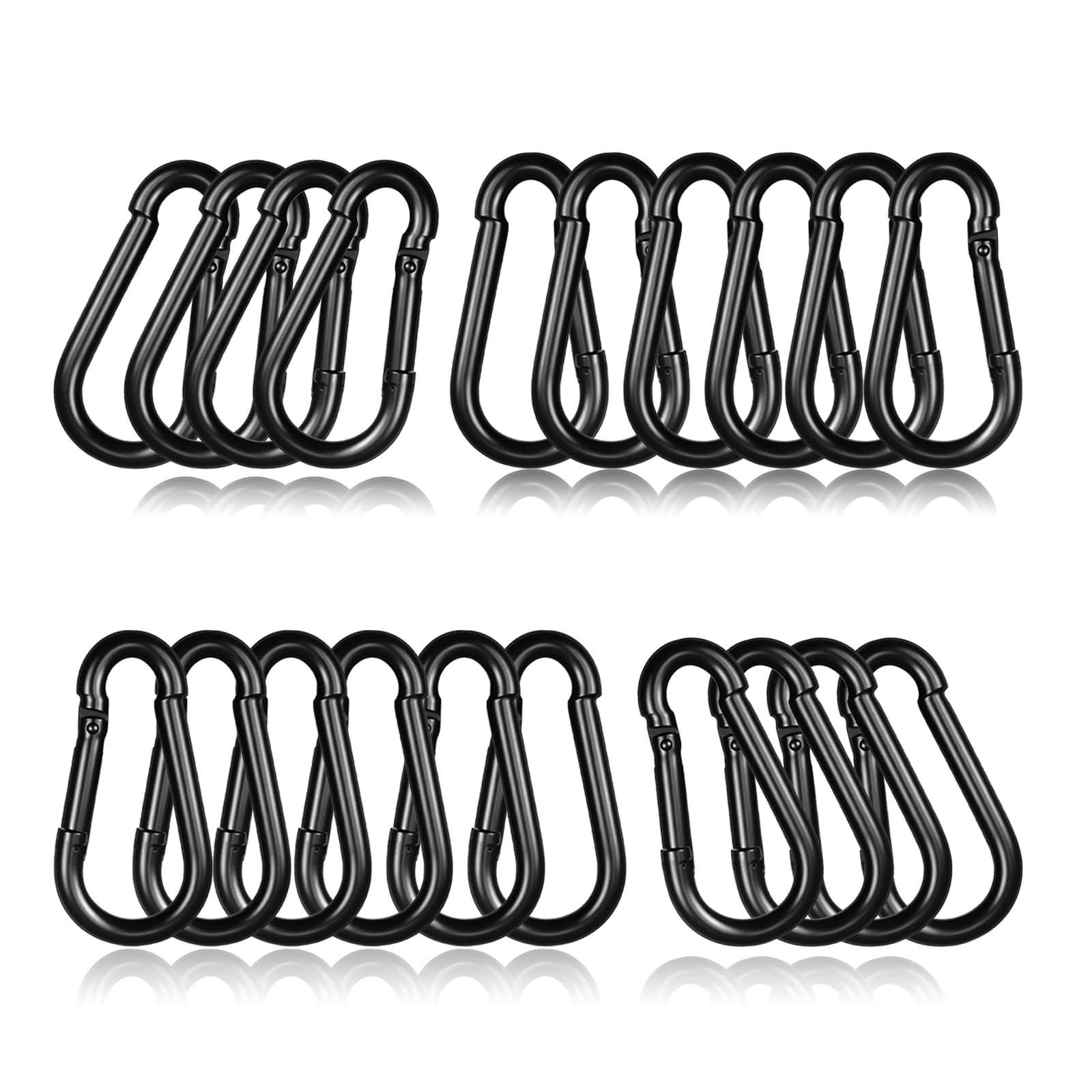20 PCS M6 Heavy Duty Carabiner Clip 2.36 Inch Snap Hook Quick Link Black