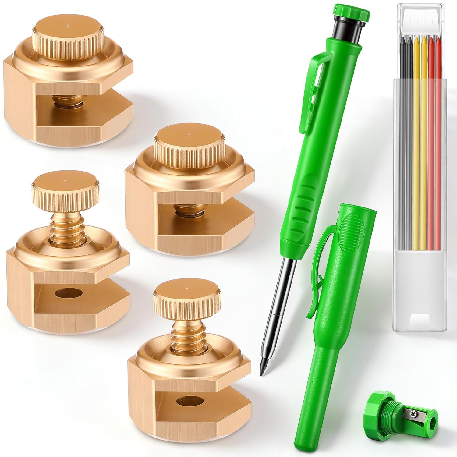 Stair Gauges Set with Carpenter Pencils & Refills, Aluminum Alloy Stair Gauge To