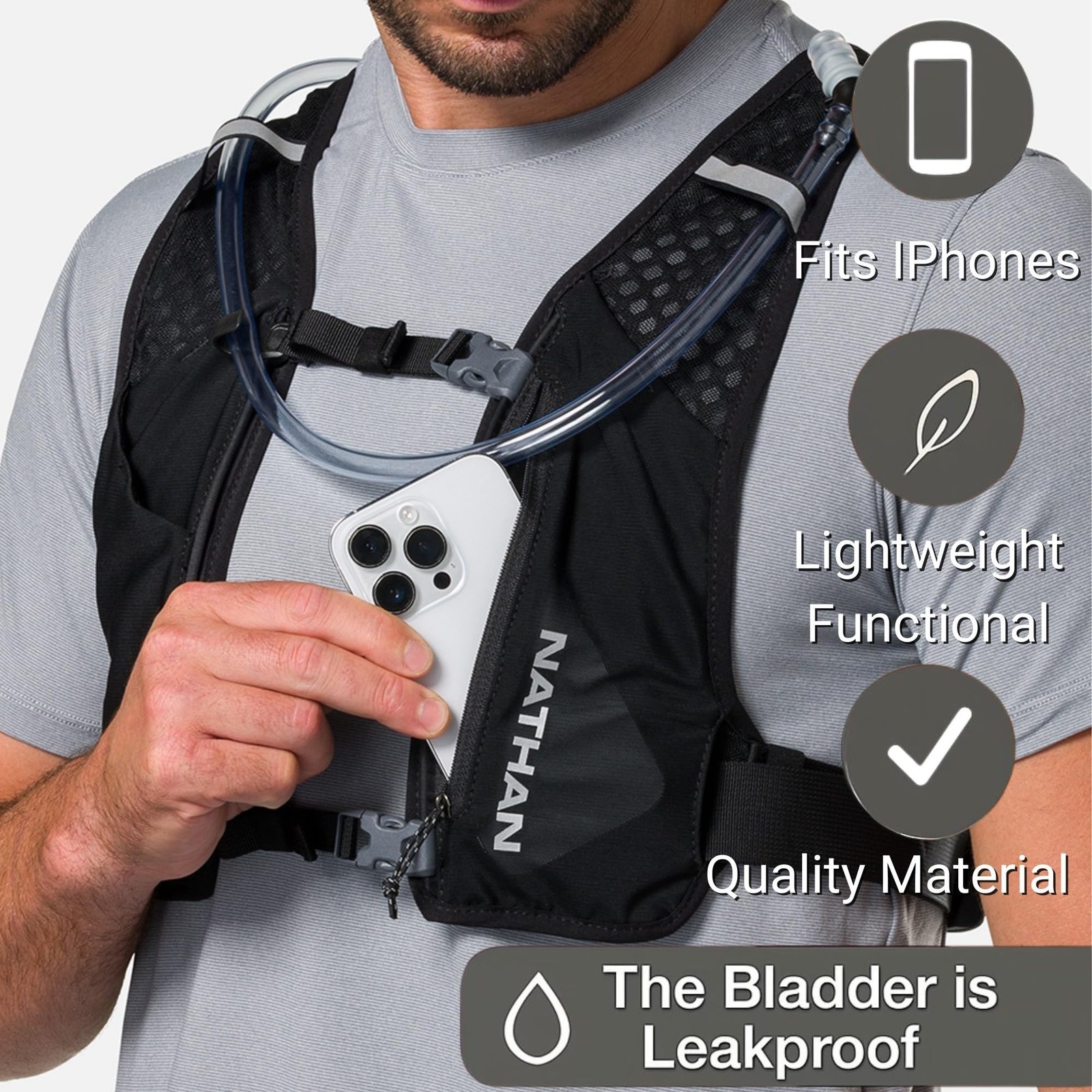 Nathan Quick Start 3.0 6L Black/Reflective Silver OSFM Hydration Pack