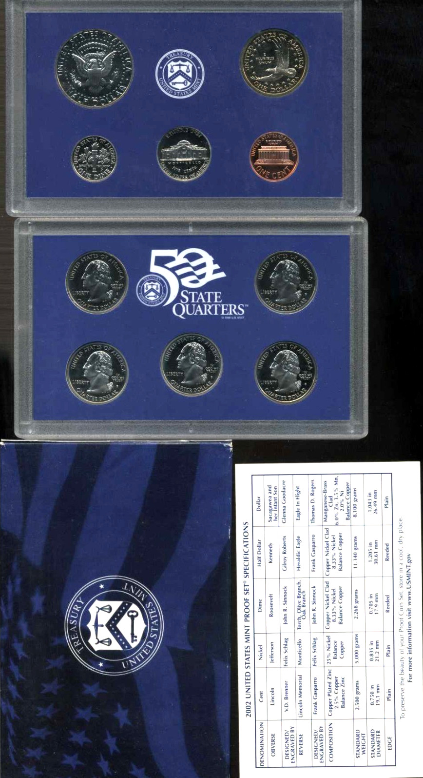 2002 S PF Proof Set U.S. Mint Original Government Packaging OGP COIN SET#831
