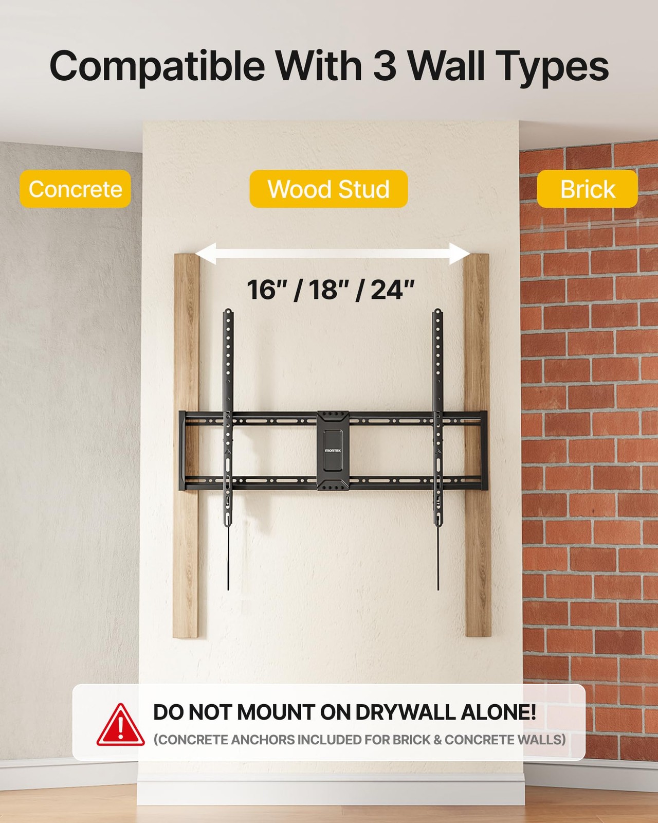 Heavy Duty Fixed TV Wall Mount for 43–100 Inch TVs up to 200 lbs, 1.2" Ultra ...