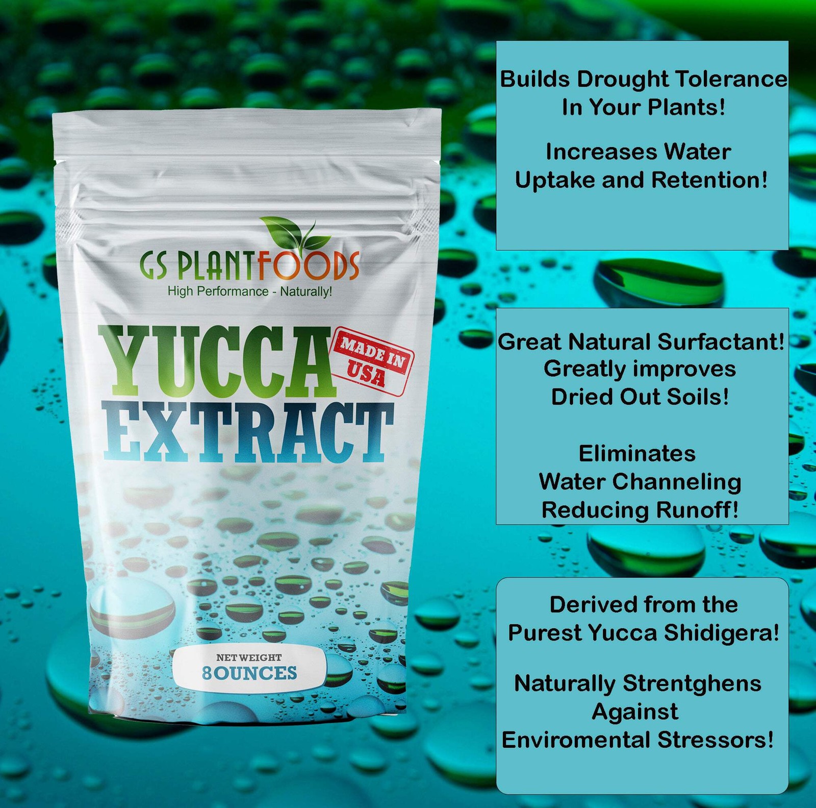 Yucca Extract- Organic wetting Agent and surfactant 8 oz