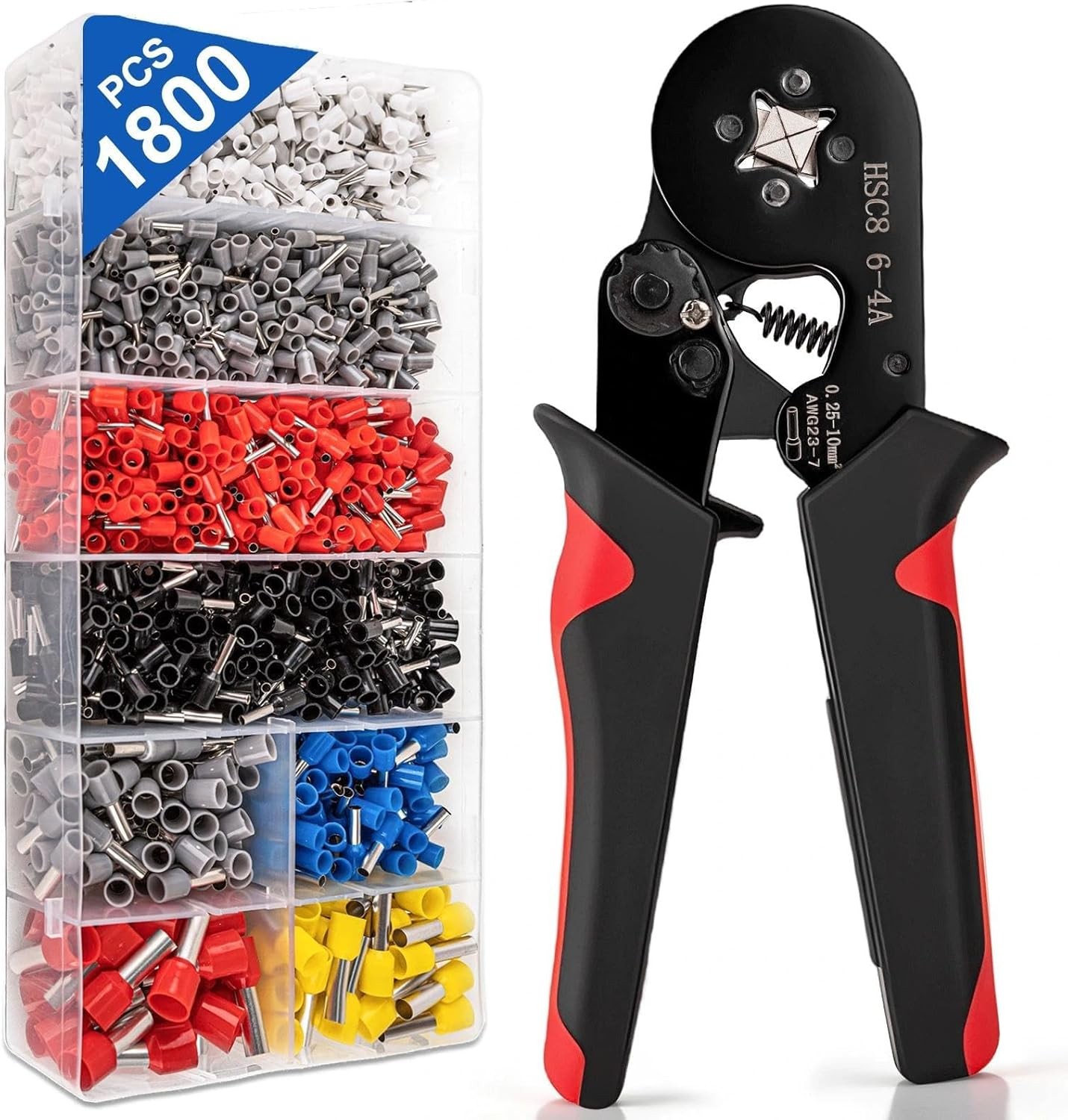 Wire Ferrule Crimping Tool Kit with 1800PCS Terminals, Self-Adjusting Pliers Set