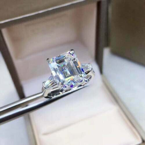 2.5Ct Lab Created VVS1 Diamond Three-Stone Engagement Ring 14K White Gold Finis