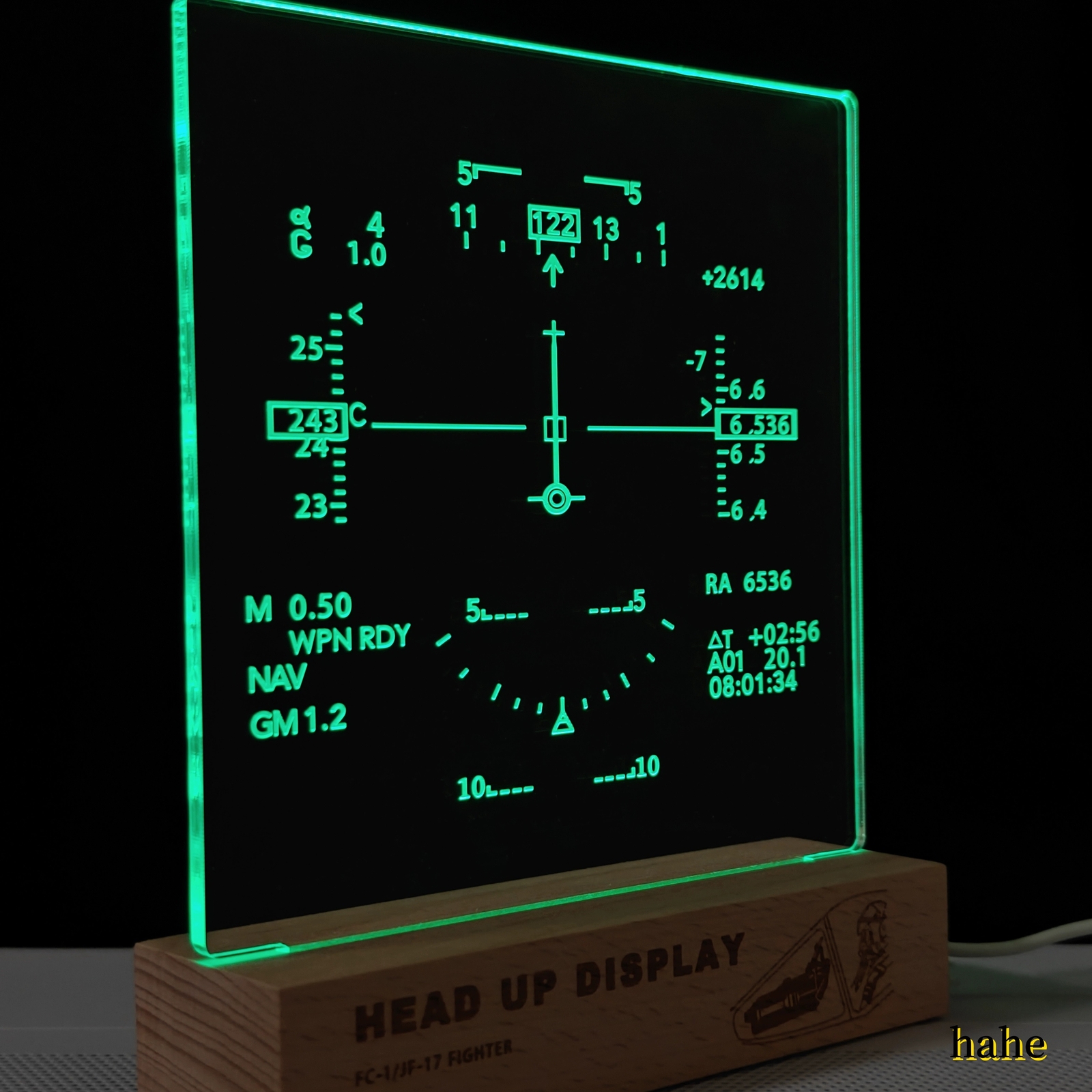 Fighter Jet HUD Diffractive Flat Display Table Lamp JF-17 Fighter Night Light