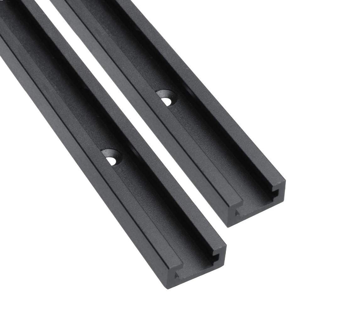 Black Anodized 48 Inch Aluminum TTrack Double Cut Woodworking Rail 2 Pack