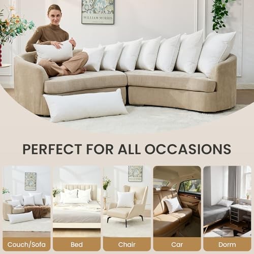 14x36 Pillow Inserts Set of 2, Down Feather Throw Pillow Inserts, Decorative
