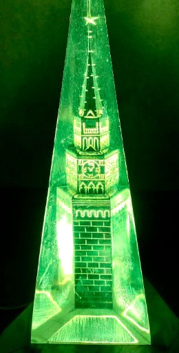 1970s Soviet Lamp Night Light Spasskaya Tower Moscow Kremlin Green Light USSR