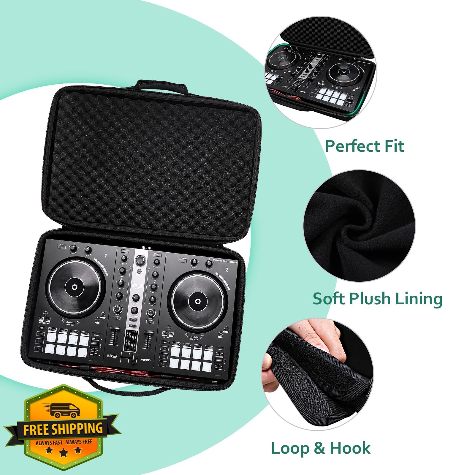 XANAD Black Case for Pioneer DDJ-FLX4 Controller