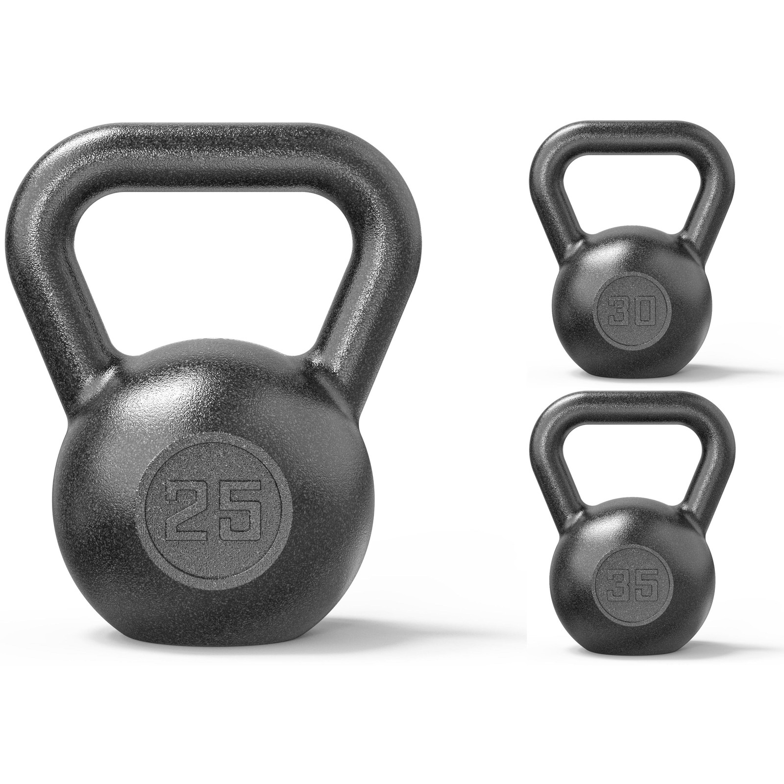 50lb Kettlebell Casting Iron Durable Black Hammertone Finish Black