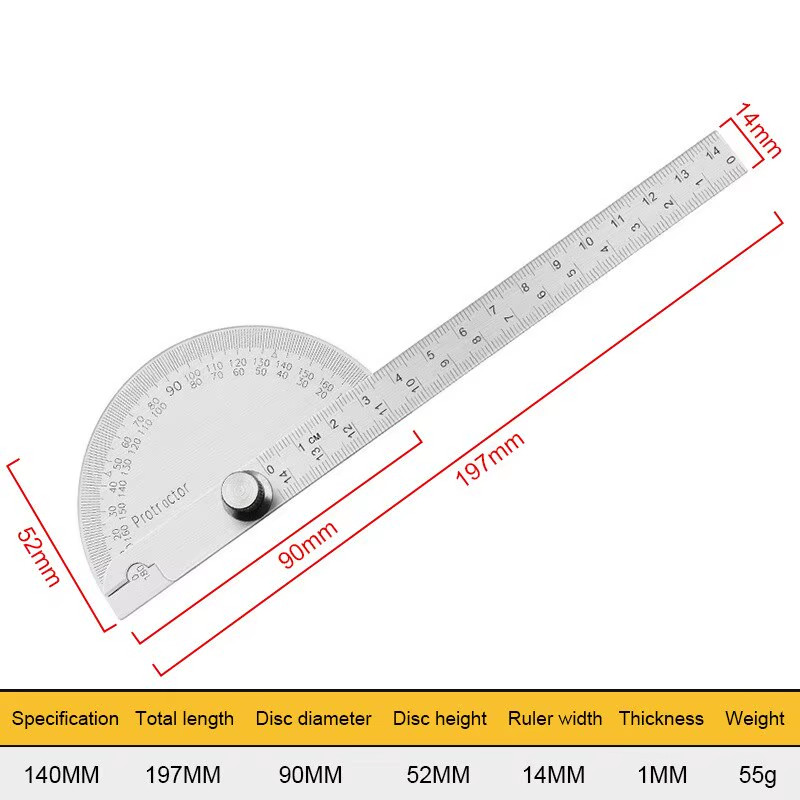 Protractor Angle Ruler Dividing Gauge Angle Ruler 180 Degree Semi Circular Carpe