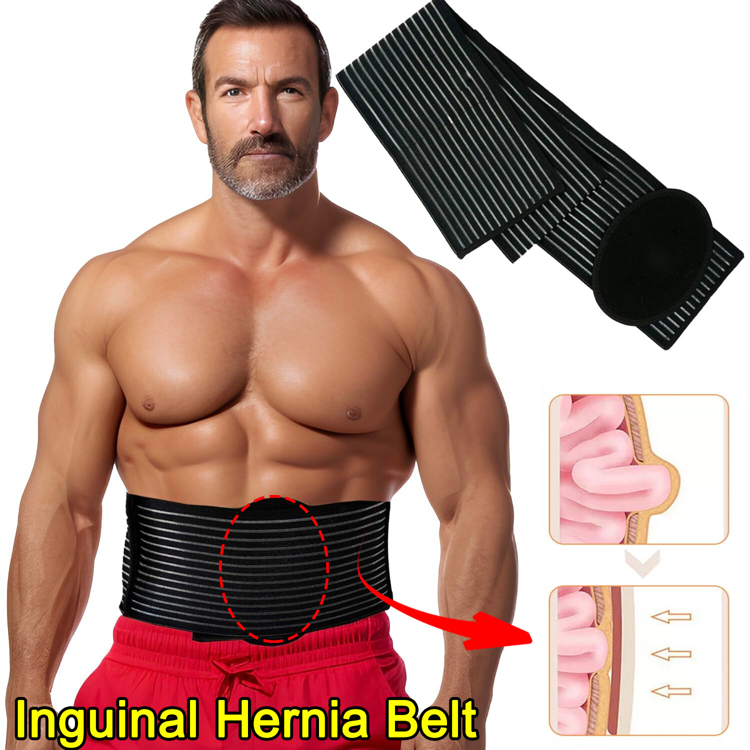 Umbilical Hernia Belt for Men & Women Abdominal Support with Compression Pad