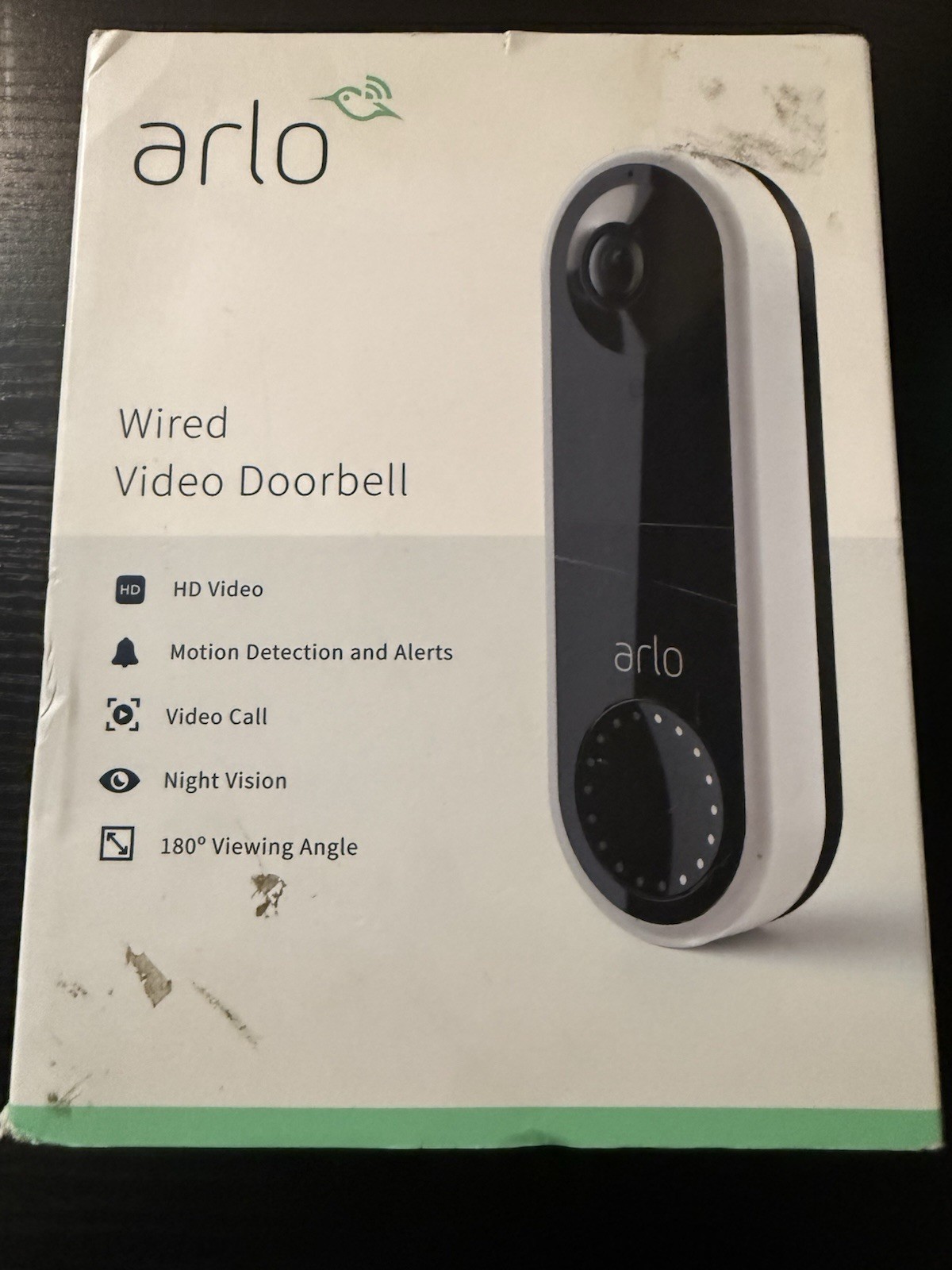 Arlo Wired Video Doorbell Wi-Fi HD Video Night Vision Motion 180° White/Black