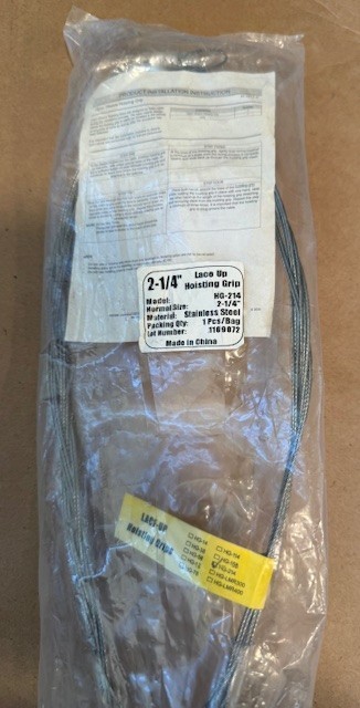 Lace-up Hoisting Grip HG 214 2-1/4 Stainless Steel NEW Lot of 2 Ships FREE in US