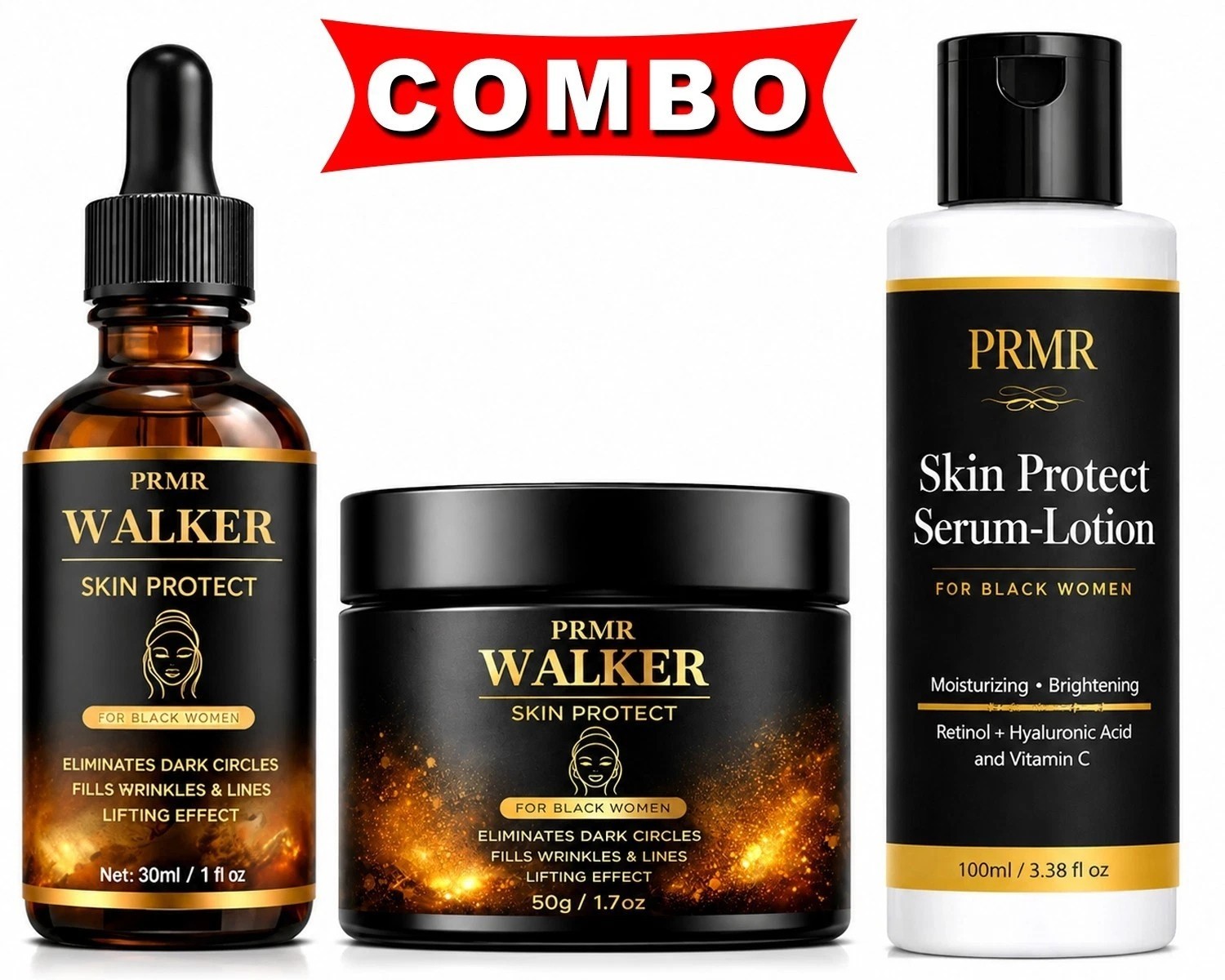 Walker Skin Protect Facial Serum Face Cream Moisturizer Body Lotion Combo pack