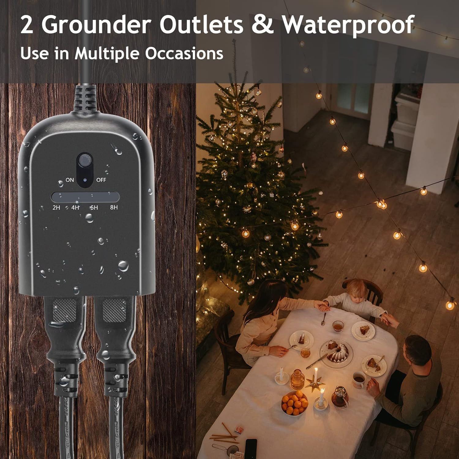 Outdoor Dimmer for String Lights, Remote Control Light Dimmer Plug In, Light Tim