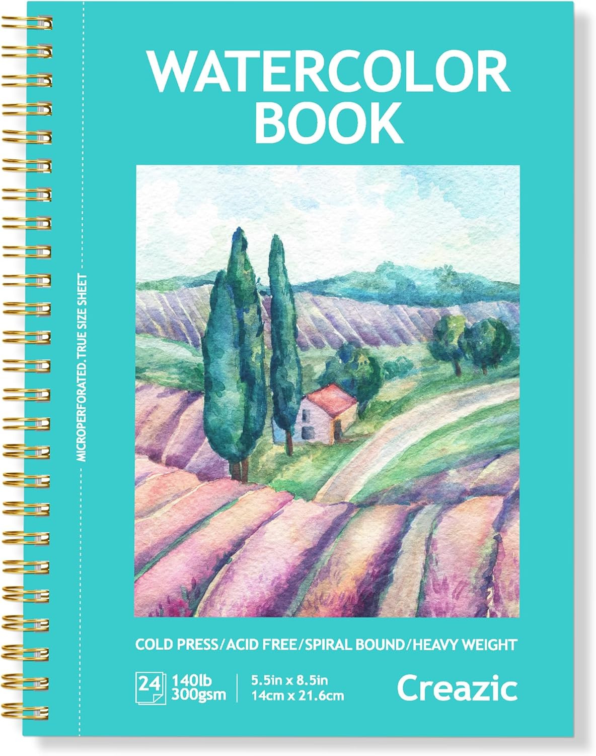 Watercolor Paper Pad, 5.5"X8.5” (24 Sheets, 140Lb/300G), Spiral - Bound with ...