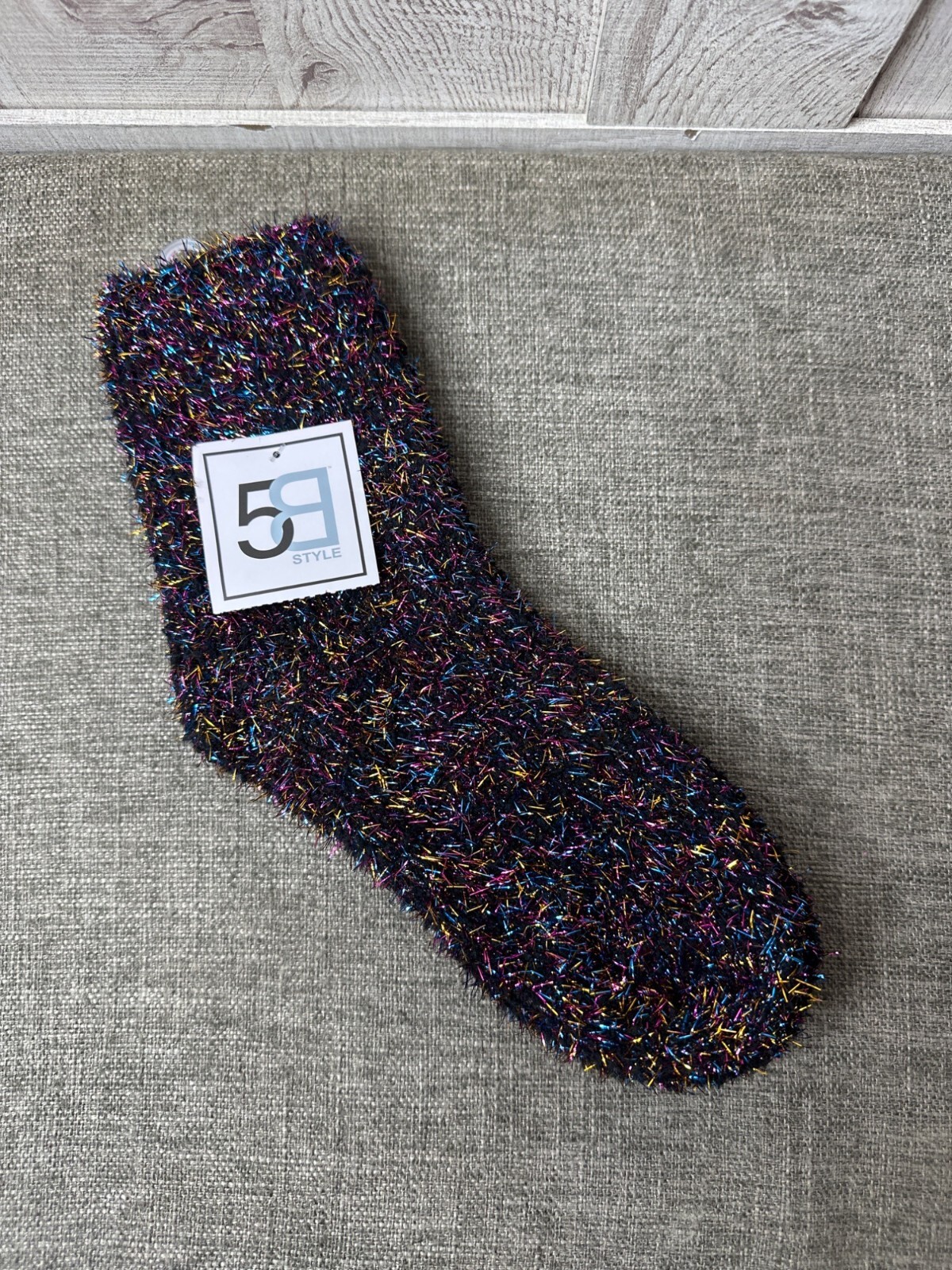 Sparkly Multicolor Fuzzy Socks w/ Metallic Thread One Size Soft & Cozy For Women