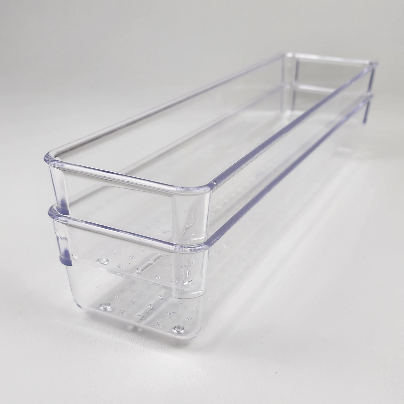 2-Pack Linear Clear Drawer Organizer Trays, Storage Bins - Kitchen Bathroom