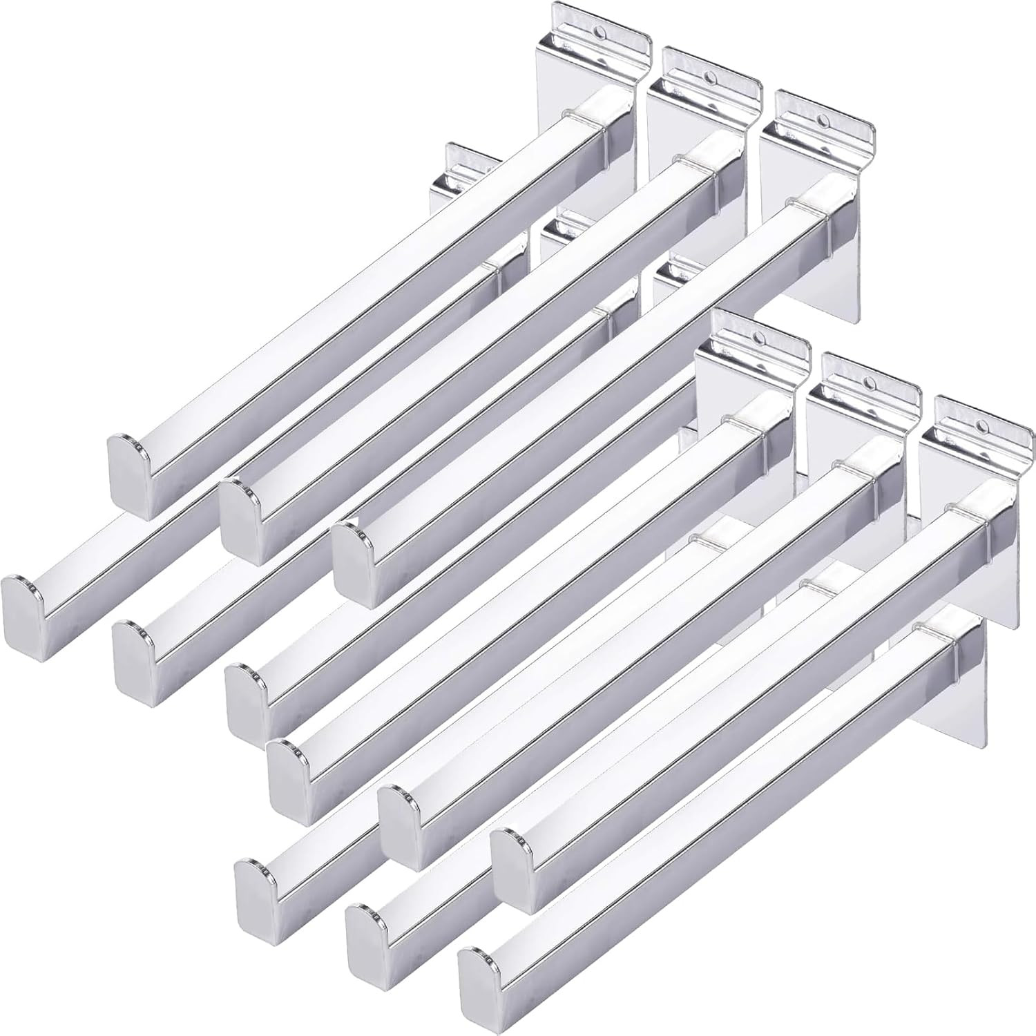 KEILEOHO 12 PCS 10 Inch Slat Wall Hooks, Heavy Duty Slatwall Shelf Brackets, Met