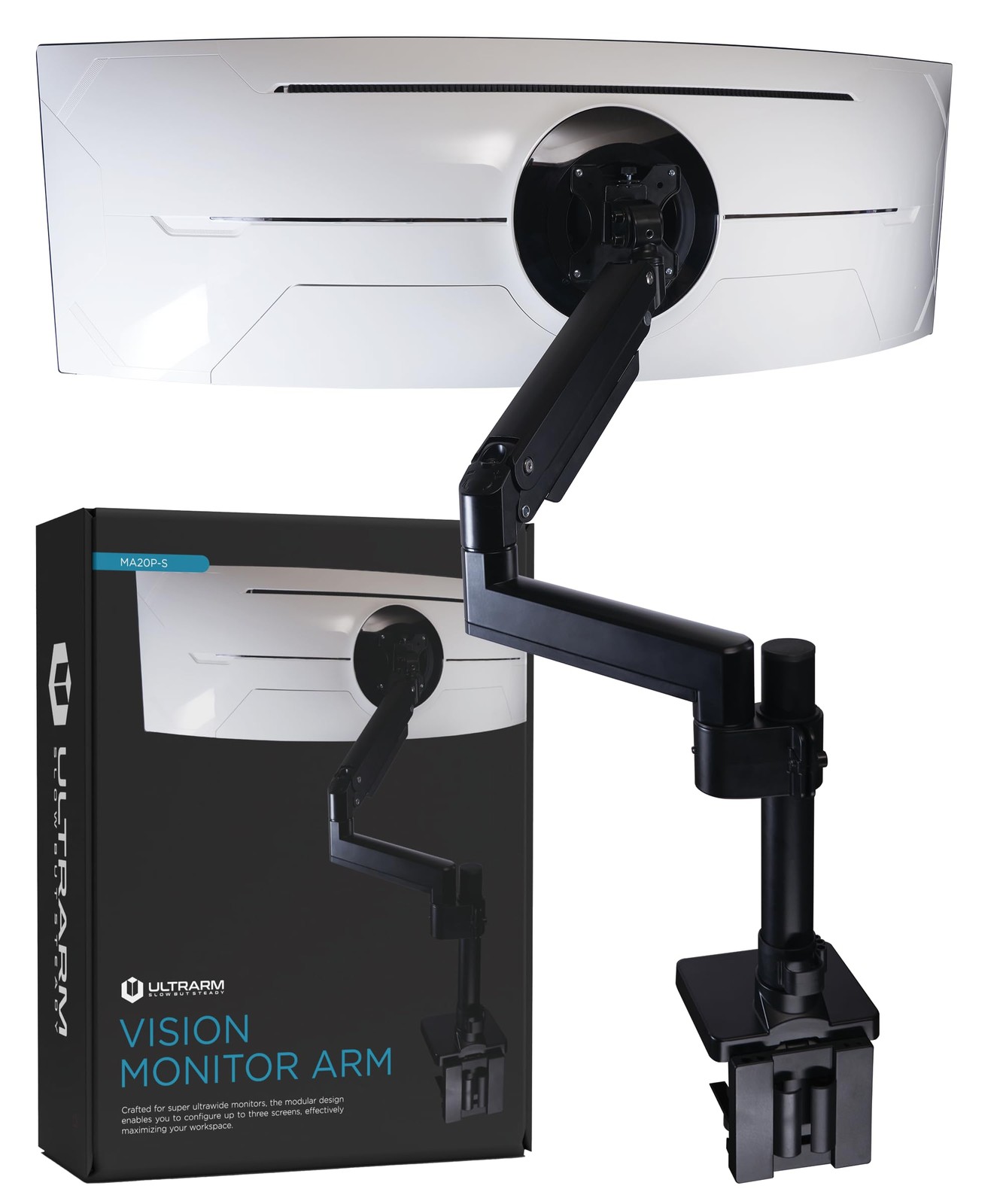 Heavy Duty Monitor Arm for Ultrawide Monitors up to 57" and 44 lbs, Single De...