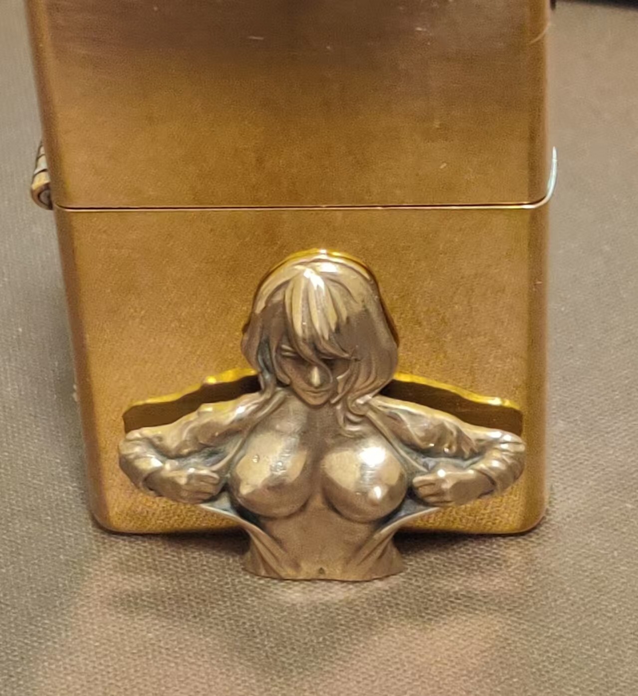 1 piece Brass Sexy Girl Open Chest Temptation sticker lighter DIY accessories