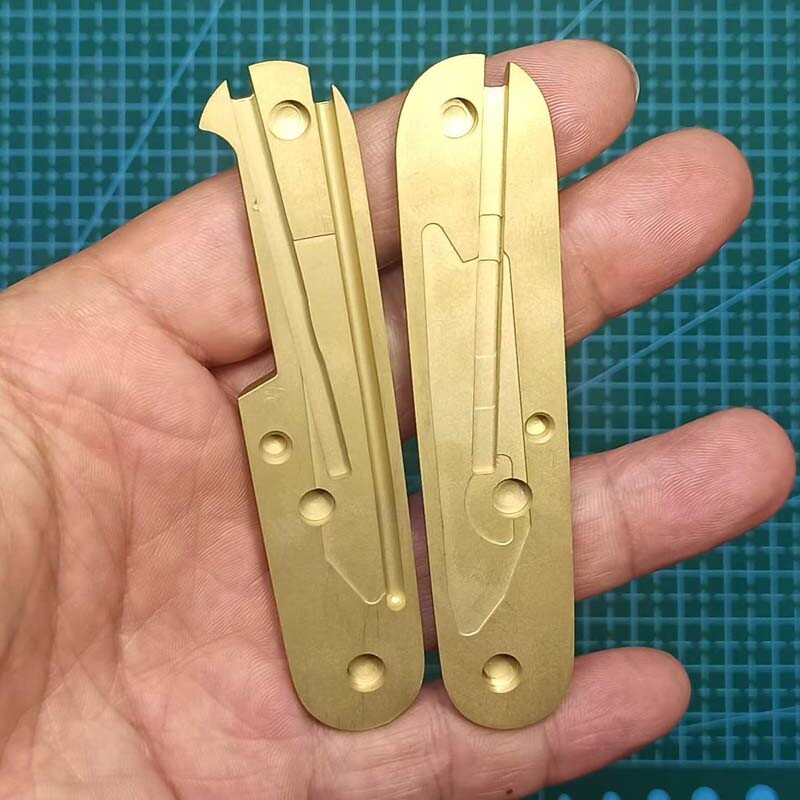 1 Pair Brass Handle Scales for 91mm Victorinox DIY Scales