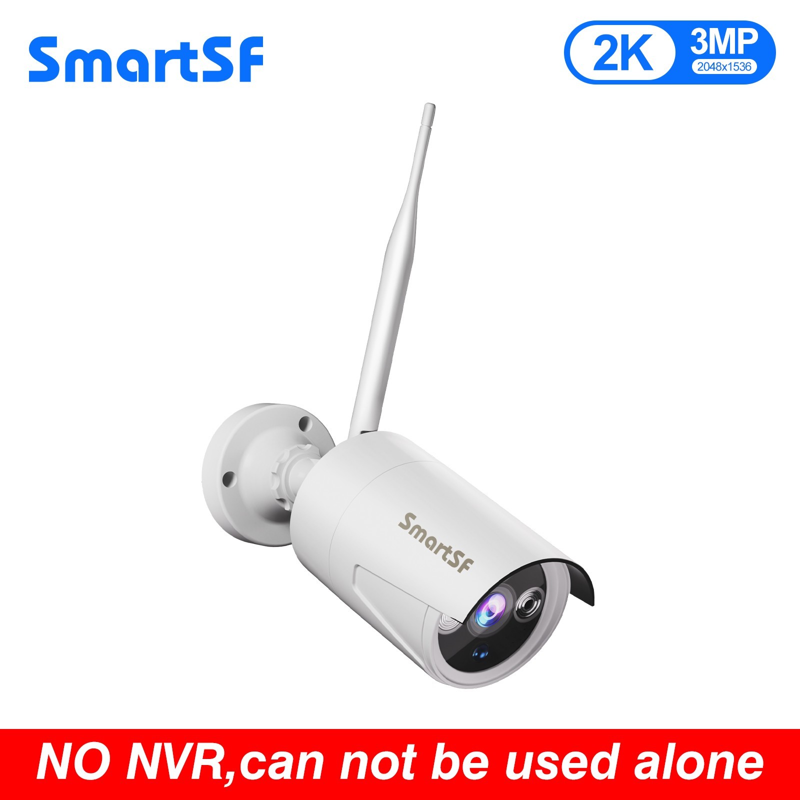 SmartSF 3MP Wireless Wifi Security Camera Audio Recording IP Security Camera